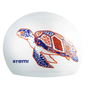 картинка Шапочка для плавания тканевая с ПУ покрытием, бел, принт, PU 305 от магазина DivingWolf