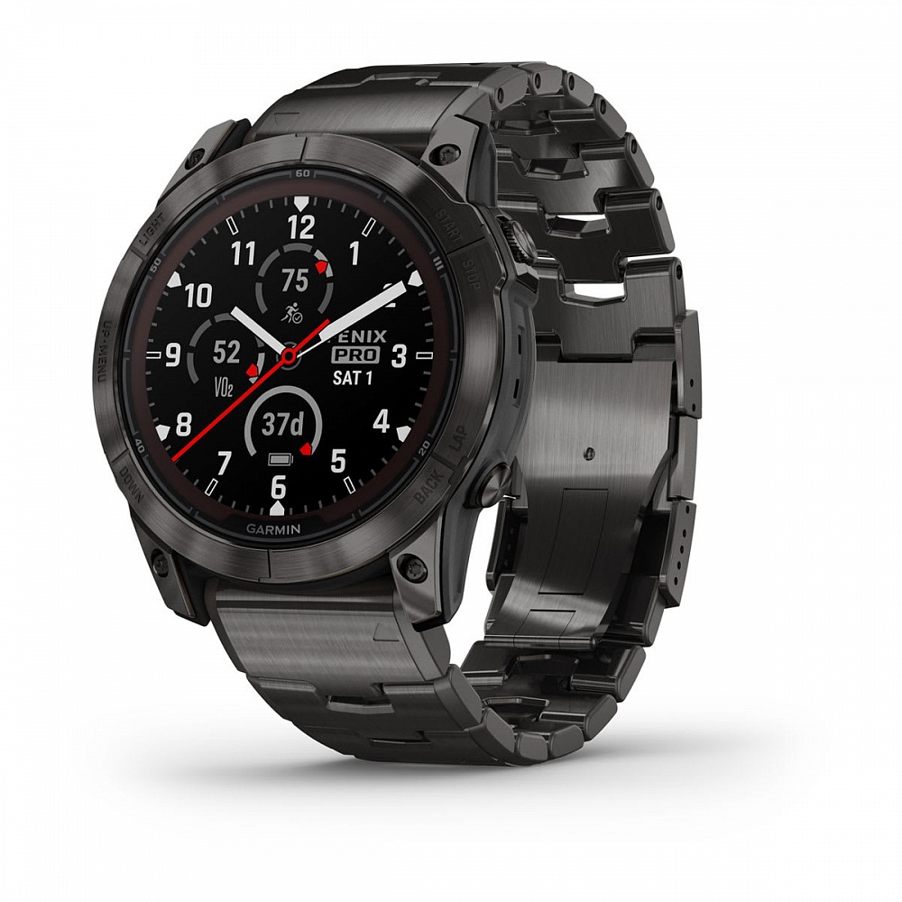 Garmin FENIX 7X PRO Sapphire Solar Edition Титановый угольно-серый корпус с DLC-покрытием и титановым браслетом