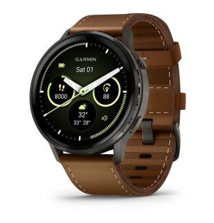 картинка Часы Garmin VENU 4  45 mm, Slate with Black Silicone Band and Brown Leather Band от магазина DivingWolf