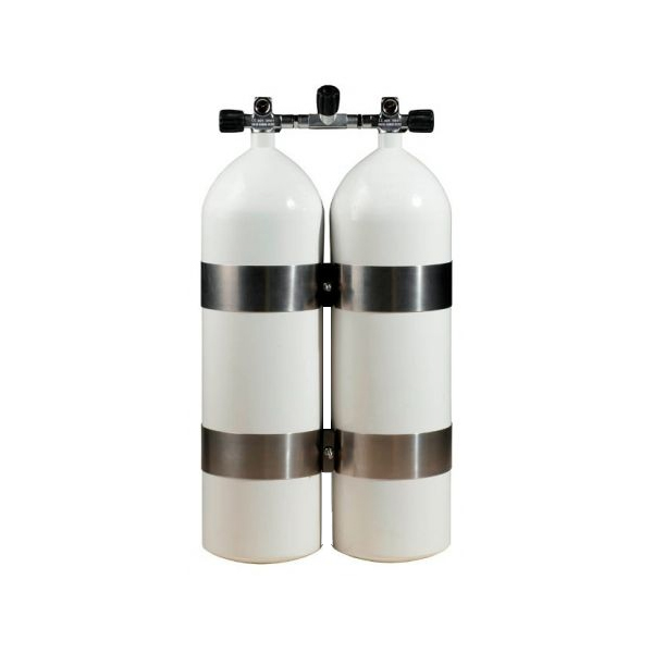 картинка Спарка для сжатого воздуха 12л+12л DIR, изолятор  плоское дно, 230bar, d171мм, белый от магазина DivingWolf