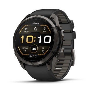 картинка Часы Garmin Fenix 9 Pro - 51 мм, титановый, угольно-серый DLC, черно-серый силиконовый ремешок от магазина DivingWolf