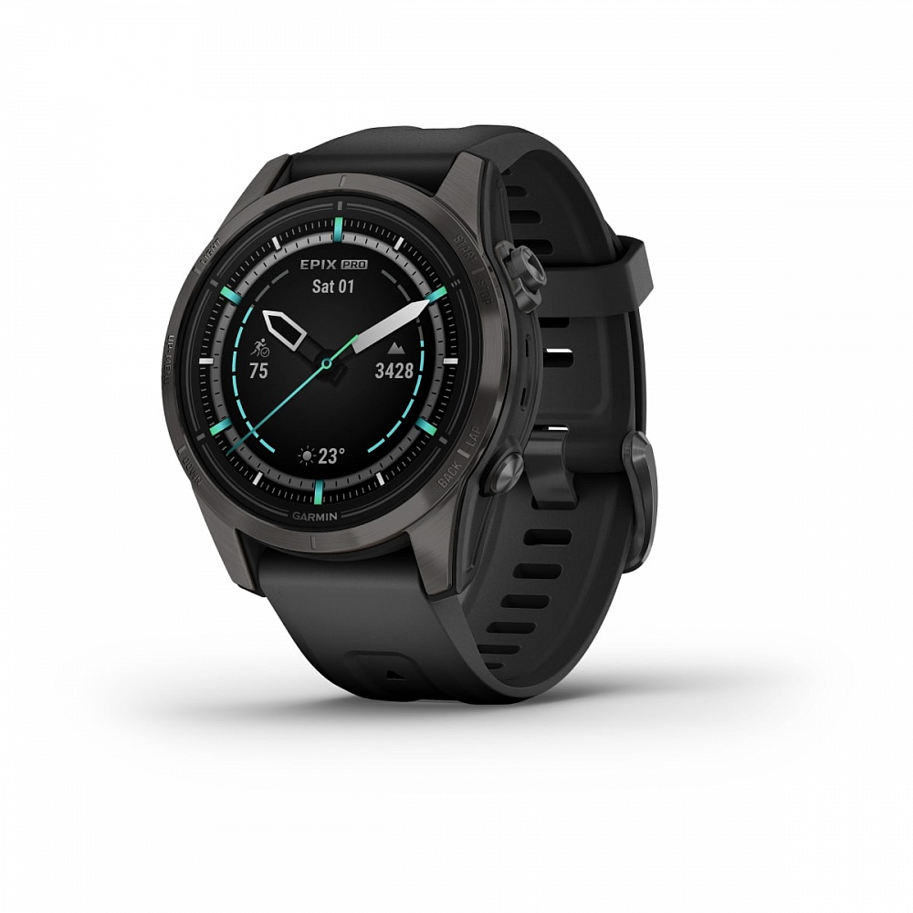 Garmin EPIX PRO (Gen 2) Sapphire Edition 42 мм, титановый, угольно-серый, DLC, черный ремешок