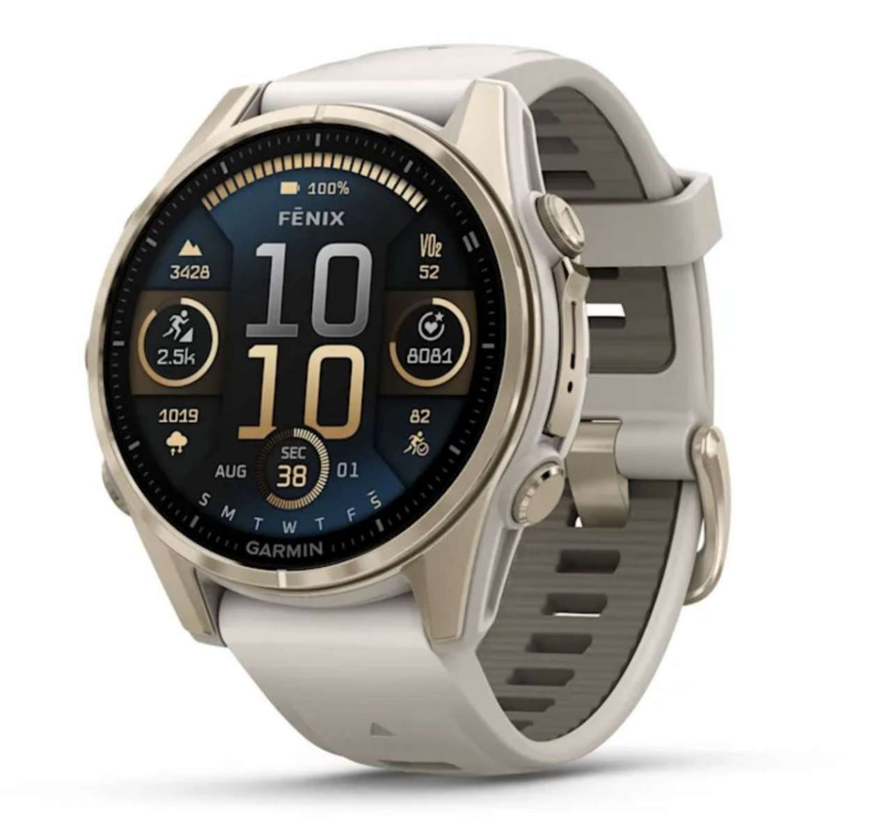 Garmin FENIX 8, 43 мм, AMOLED, Sapphire Soft Gold with fog Gray/Dark sandstone силиконовый ремешок