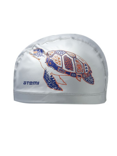 картинка Шапочка для плавания тканевая с ПУ покрытием, серебро, принт, PU 305 от магазина DivingWolf