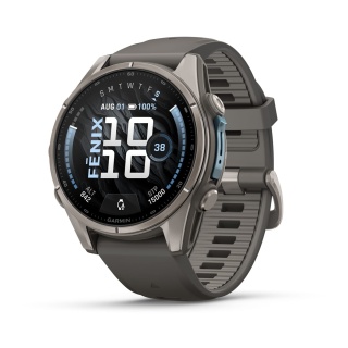 картинка Часы Garmin Fenix 9 - 43 мм, титановый, пепельно-серый силиконовый ремешок от магазина DivingWolf