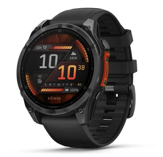 картинка Часы Garmin Fenix 8, 47 мм, AMOLED, Slate Gray with black силиконовый ремешок от магазина DivingWolf