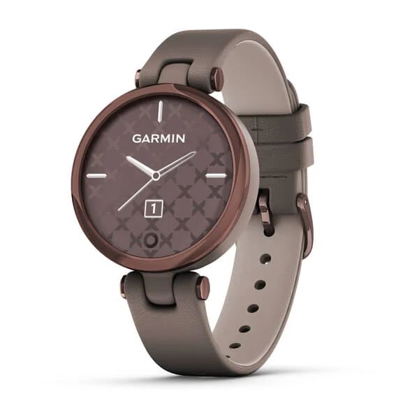 Garmin LILY темно-бронзовый безель, корпус цвета Paloma и итальянский кожаный ремешок