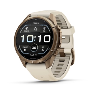 картинка Часы Garmin Fenix 9 Pro - 43 мм, титановый цвета "осеннее золото", кремово-серый силиконовый ремешок от магазина DivingWolf
