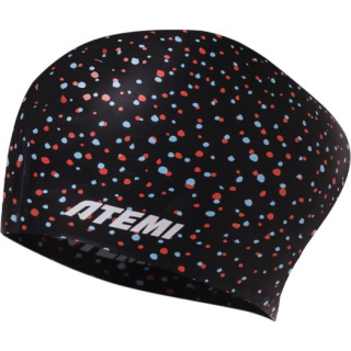 картинка Шапочка для плавания Atemi long hair cap Point black, силикон, принт от магазина DivingWolf