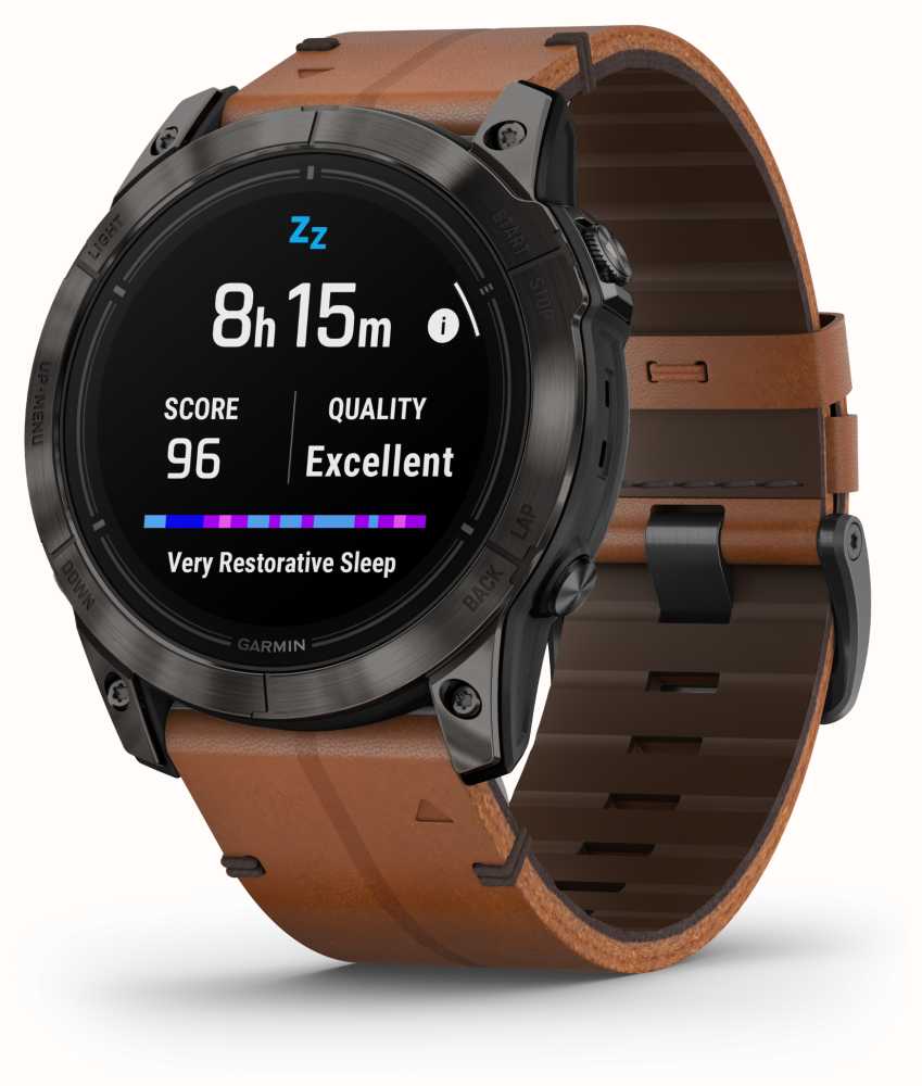 Garmin EPIX Pro (Gen 2) Sapphire Edition 51 мм, титановый угольно-серый, DLC, коричневый кожаный ремешок