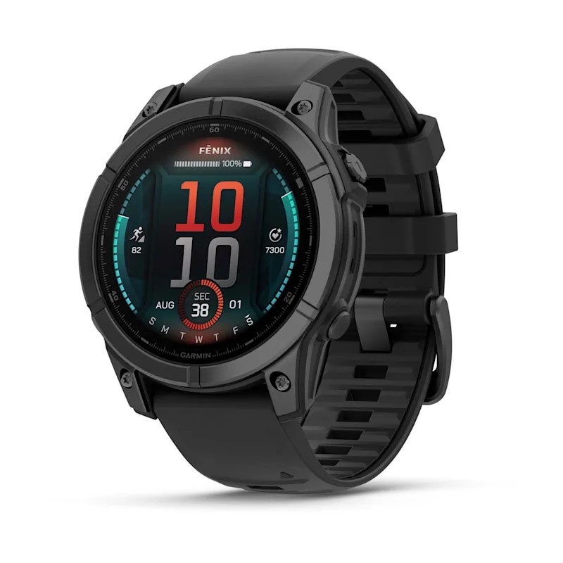 Garmin Fenix E, 47 мм, Amoled, Slate Gray Steel с черным силиконовым ремешком