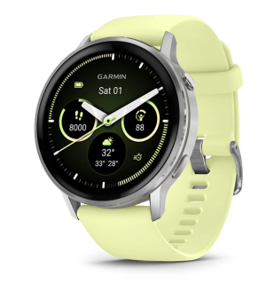 картинка Часы Garmin VENU 4  45 mm, Silver with Citron Silicone band от магазина DivingWolf