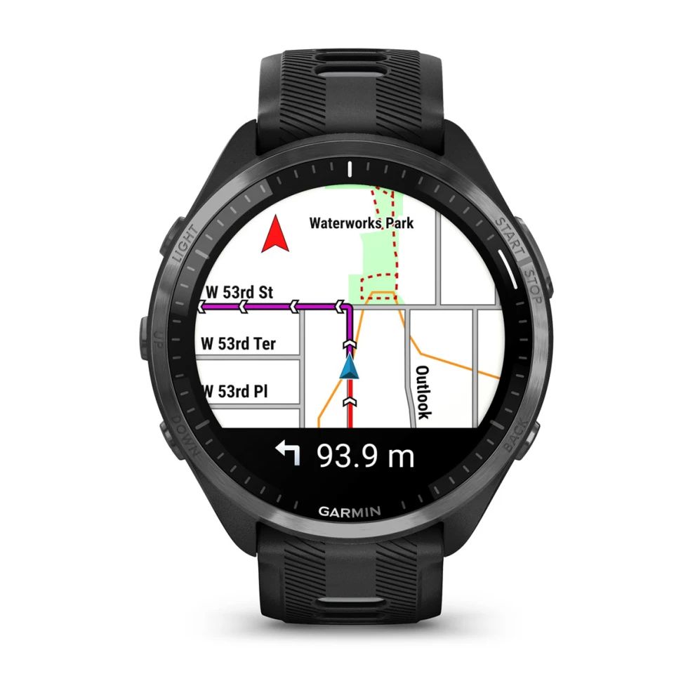 картинка Часы Garmin FORERUNNER 965 черные, темно-серый DLC титановый безель, с черным ремешком от магазина DivingWolf