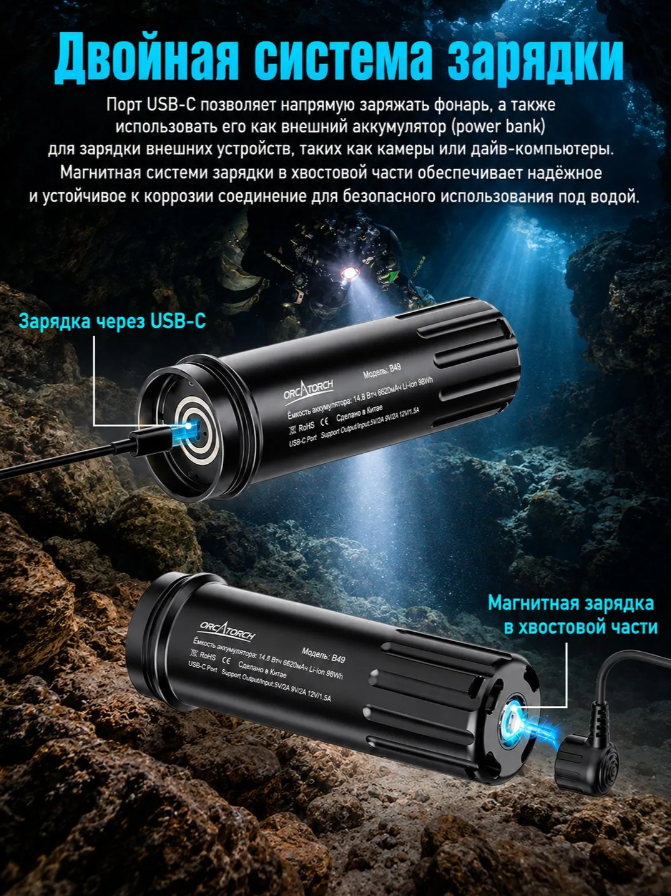 картинка Подводный канистровый фонарь OrcaTorch FlexDive Handheld от магазина DivingWolf
