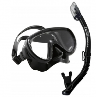 картинка Комплект Tusa Sport 1625 (маска M-16 + трубка SP-250) черный силикон от магазина DivingWolf