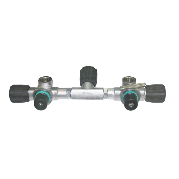 картинка Манифолд 171мм (10-12л) с изолятором радиальный в комплекте с вентилями 230bar O2 очищенный BTS от магазина DivingWolf