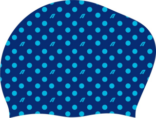 картинка Шапочка для плавания Atemi long hair cap Point blue, силикон, принт от магазина DivingWolf