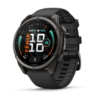 картинка Часы Garmin Fenix 9 - 47 мм, титановый, угольно-серый DLC, черный силиконовый ремешок от магазина DivingWolf