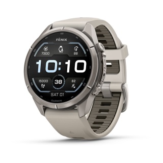 картинка Часы Garmin Fenix 9 Pro - 43 мм, титановый, туманно-серый/темный песчаник силиконовый ремешок от магазина DivingWolf