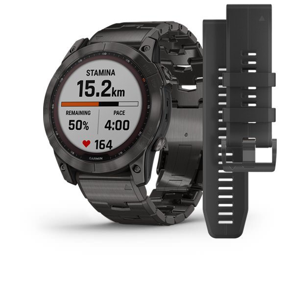 Garmin FENIX 7X Sapphire Solar титановый угольно-серый DLC с угольно-серым титановым DLC браслетом