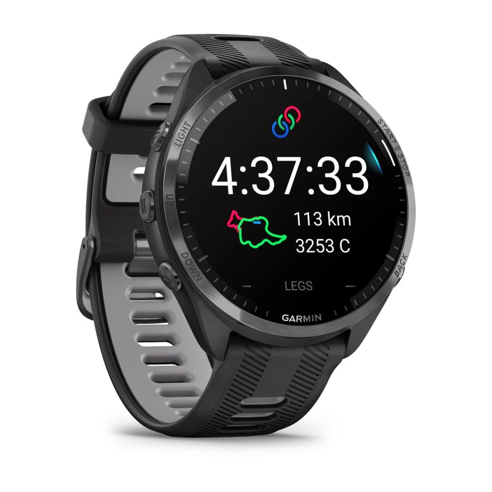 картинка Часы Garmin FORERUNNER 965 черные, темно-серый DLC титановый безель, с черным ремешком от магазина DivingWolf