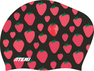 картинка Шапочка для плавания Atemi long hair cap Strawberry shake, силикон, принт от магазина DivingWolf
