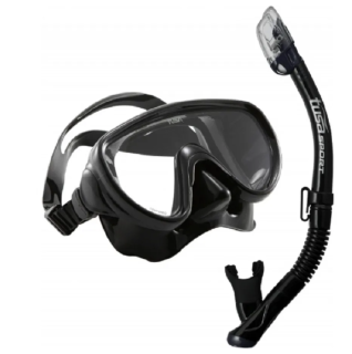 картинка Комплект Tusa Sport 1625 (маска M-16 + трубка SP-250) черный силикон от магазина DivingWolf