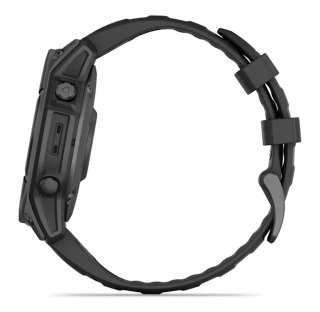 картинка Часы Garmin Fenix E, 47 мм, Amoled, Slate Gray Steel с черным силиконовым ремешком от магазина DivingWolf