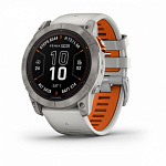 Garmin FENIX 7X PRO Sapphire Solar Edition Титановый корпус с дымчато-серым оранжевым ремешком