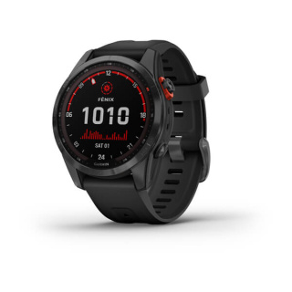 картинка Часы Garmin FENIX 7S Solar серый с черным силиконовым ремешком от магазина DivingWolf