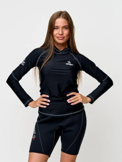 Футболка рашгард САРГАН "Скелетон-САП ХУДИ" женская UPF 50+, черный, XXL