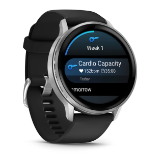 картинка Часы Garmin VENU 4  45 mm, Silver with Black Silicone Band от магазина DivingWolf