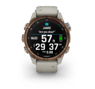 картинка Компьютер для дайвинга Garmin Descent MK3I 43 мм, титановый, бронзовый безель PVD, серый силиконовый ремешок, комплект Descent T2 Transceiver от магазина DivingWolf