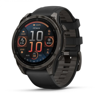 картинка Часы Garmin Fenix 8, 47 мм, AMOLED, Sapphire Carbon Gray DLC Titanium with Black/Pebble Gray силиконовый браслет от магазина DivingWolf