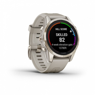 картинка Часы Garmin FENIX 7S PRO Sapphire Solar золотистый корпус со светло-песочным ремешком от магазина DivingWolf