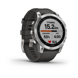 картинка Часы Garmin FENIX 7 серебристый с графитовым силиконовым ремешком от магазина DivingWolf