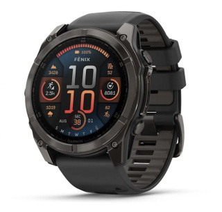 картинка Часы Garmin Fenix 8, 51 мм, AMOLED, Sapphire Carbon Gray DLC Titanium with Black/Pebble Gray силиконовый ремешок от магазина DivingWolf