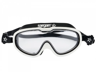 Очки САРГАН "СТАРТ" для плавания, черный/белый силикон