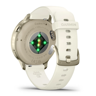 картинка Garmin VENU 4  41 mm, Lunar Gold with Bone Silicone Band and Light Sand Leather Band от магазина DivingWolf