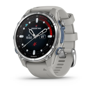 картинка Компьютер для дайвинга Garmin Descent MK3 43 мм, дымчато-серый силиконовый ремешок от магазина DivingWolf