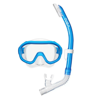 Детский комплект в сумке маска трубка Tusa Sport UC0211, прозрачный силикон/синяя
