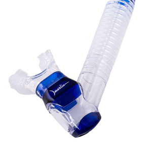 картинка Трубка Marlin Dry Lux blue/clear прямая гофра от магазина DivingWolf