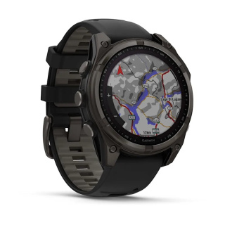 картинка Часы Garmin Fenix 8, 47 мм, Solar, Sapphire Carbon Gray DLC Titanium with Black/Pebble Gray силиконовый ремешок от магазина DivingWolf