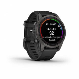 картинка Часы Garmin FENIX 7S PRO Sapphire Solar титановый угольно-серый DLC с силиконовым ремешком от магазина DivingWolf