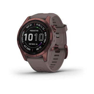 картинка Часы Garmin FENIX 7S Sapphire Solar титановый темно-бронзовый с сланцево-серым силиконовым ремешком от магазина DivingWolf