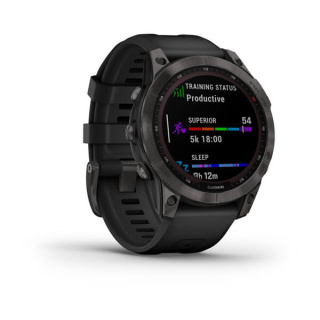 картинка Часы Garmin FENIX 7 Sapphire Solar титановый серый DLC с черным ремешком от магазина DivingWolf