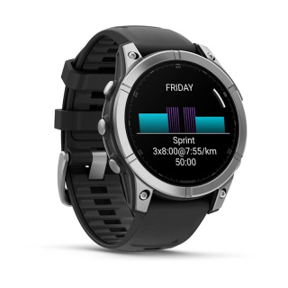 картинка Часы Garmin Fenix E, 47 мм, Amoled, Stainless Steel с черным силиконовым ремешком от магазина DivingWolf