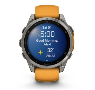 картинка Часы Garmin FENIX 8, 47 мм, AMOLED, Sapphire Titanium with spark orange/graphite силиконовый ремешок от магазина DivingWolf