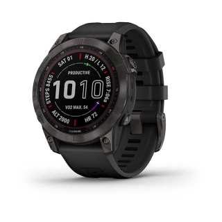 картинка Часы Garmin FENIX 7 Sapphire Solar титановый черный DLC с черным ремешком от магазина DivingWolf