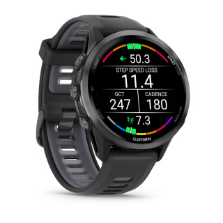 картинка Часы Garmin FORERUNNER 970 черные, темно-серый DLC титановый безель, с черно-серым ремешком от магазина DivingWolf